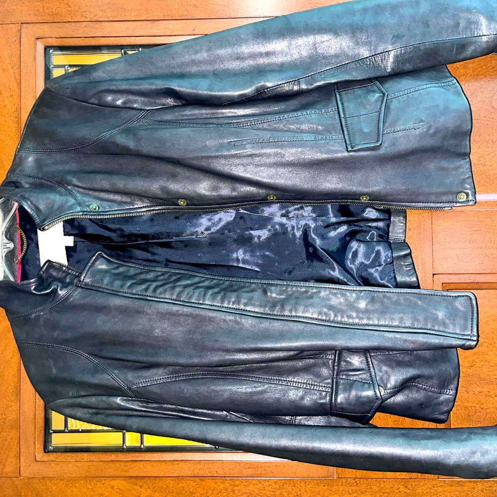 Banana Republic navy blue leather jacket